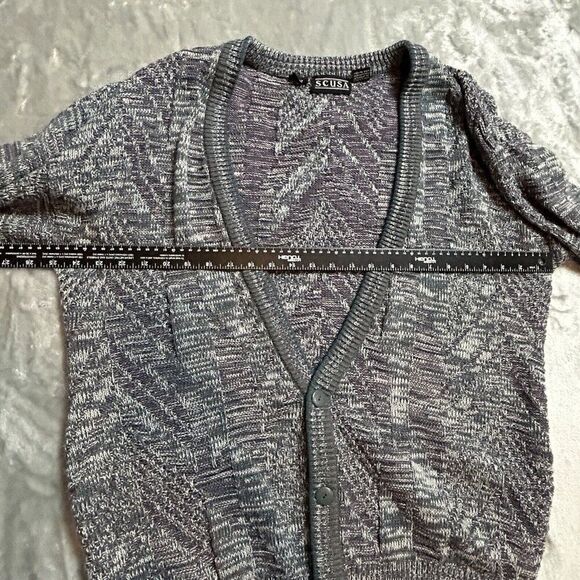 Vtg Grandpa Cardigan Sweater Mens Sz L Wool Acrylic Kurt Cobain Grunge 90s - Picture 5 of 7